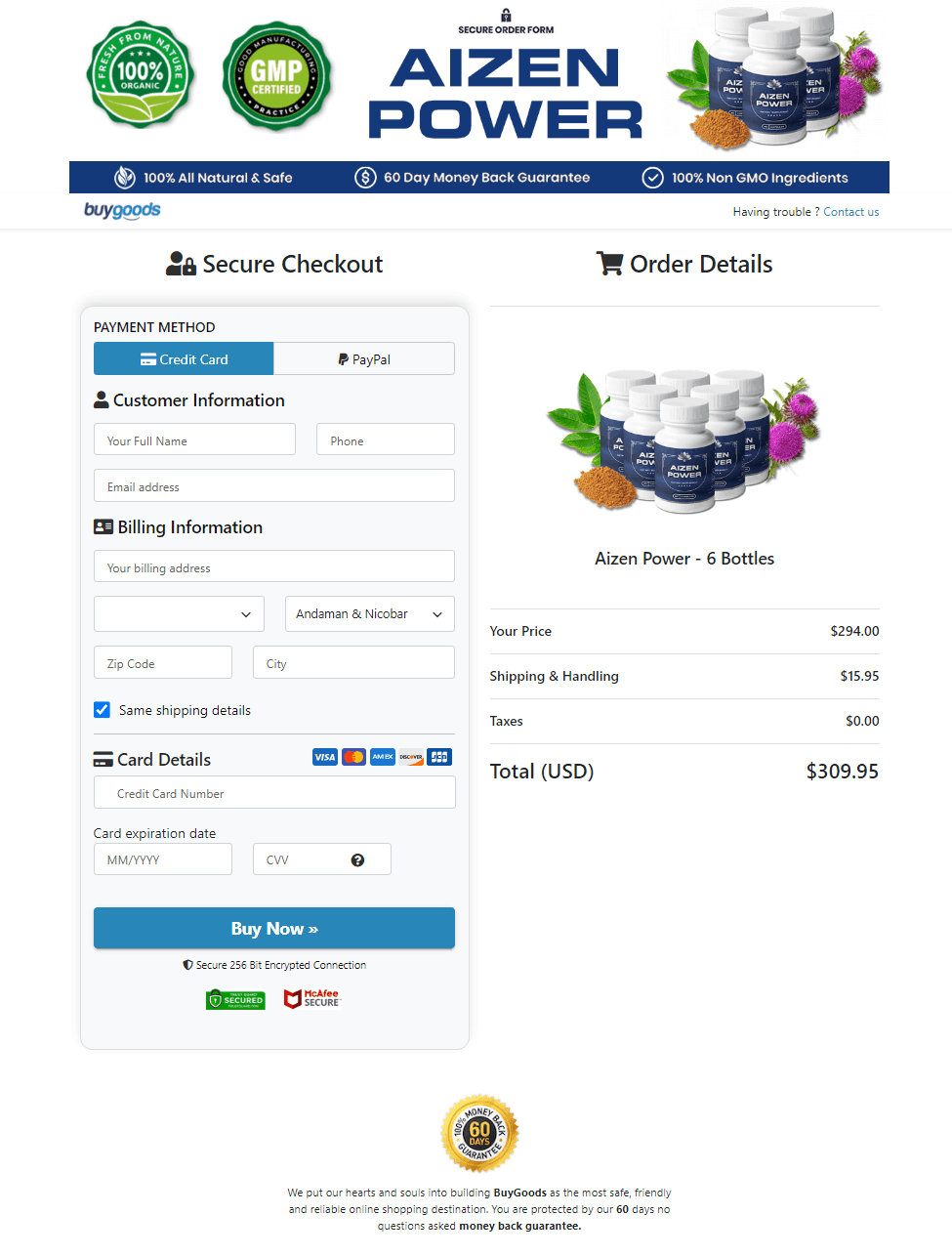 Aizen Power Secure Order Form